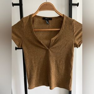Forever 21 Women’s Short Sleeved Crop Top, Small, Tan *worn once*